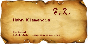 Hahn Klemencia névjegykártya